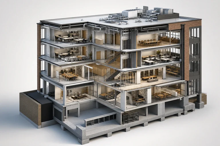 Coordinated BIM building model for production support.